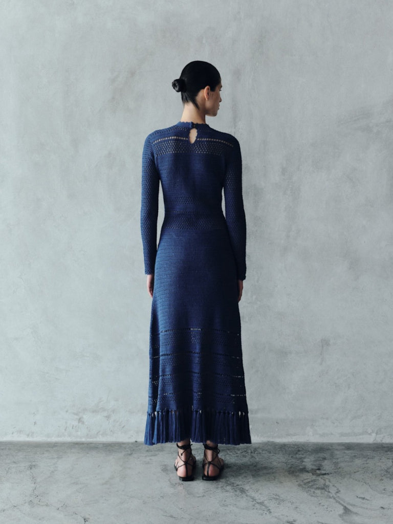 Escvdo | Nauta Crochet Midi Dress | Electric Blue