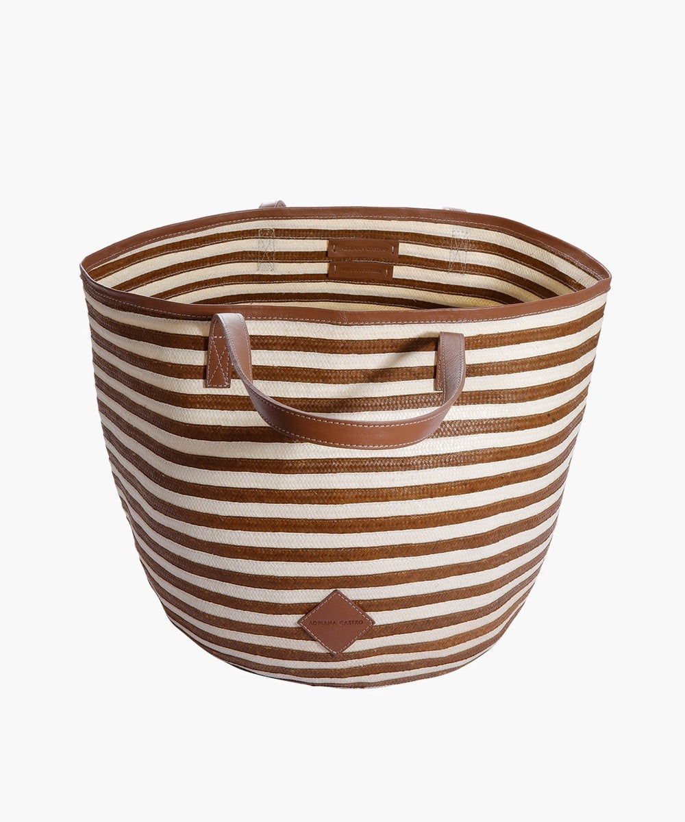 Marcial Handbag in Leather and Cana Flecha | Copper Stripes Marcial Handbag in Leather and Cana Flecha | Copper Stripes