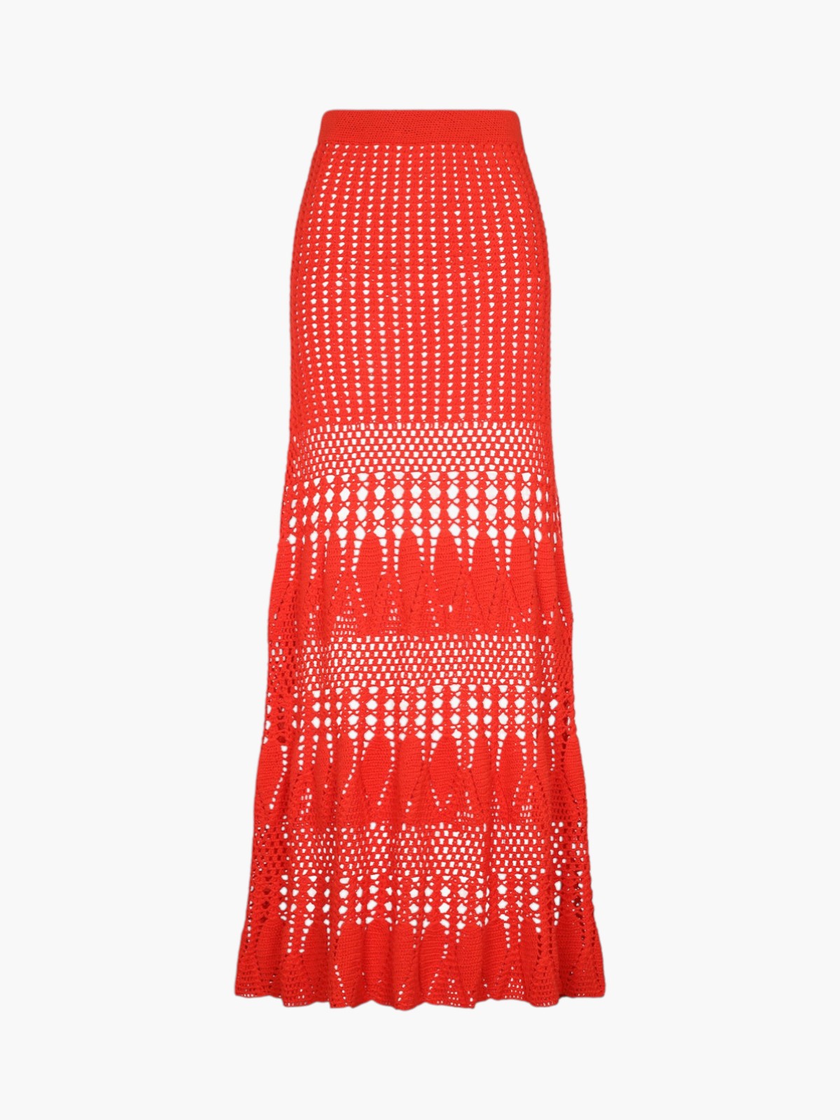 Reflejo Crochet Maxi Skirt | Tangerine