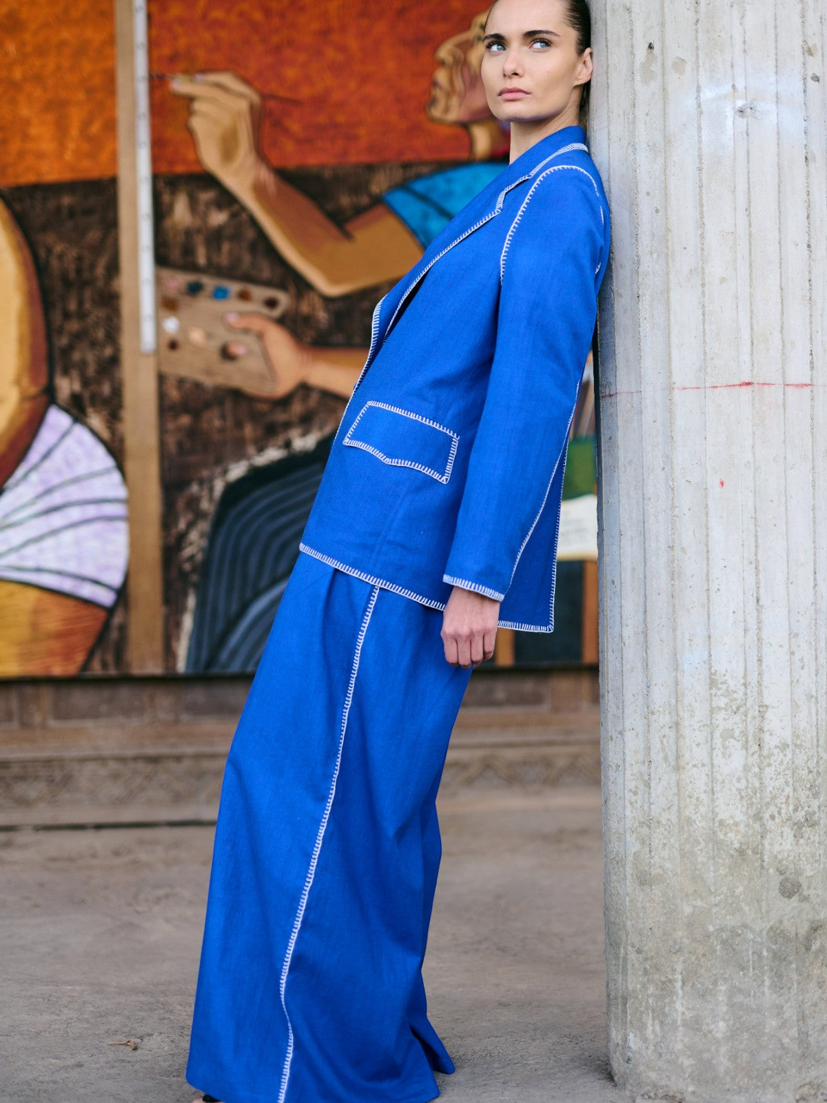 Amalia Pants | Electric Blue/Ivory Amalia Pants | Electric Blue/Ivory - Fashionkind