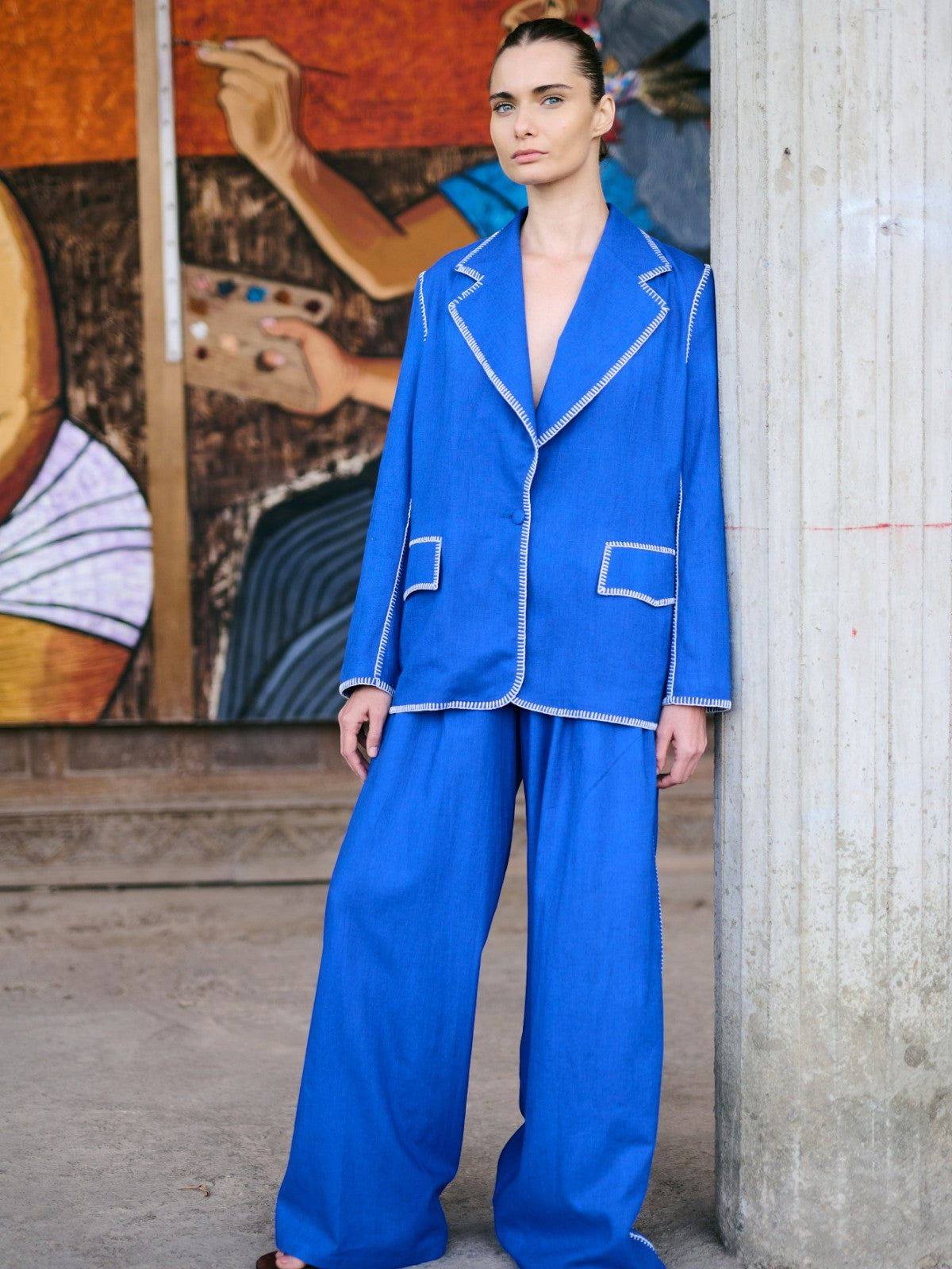 Amalia Pants | Electric Blue/Ivory Amalia Pants | Electric Blue/Ivory - Fashionkind