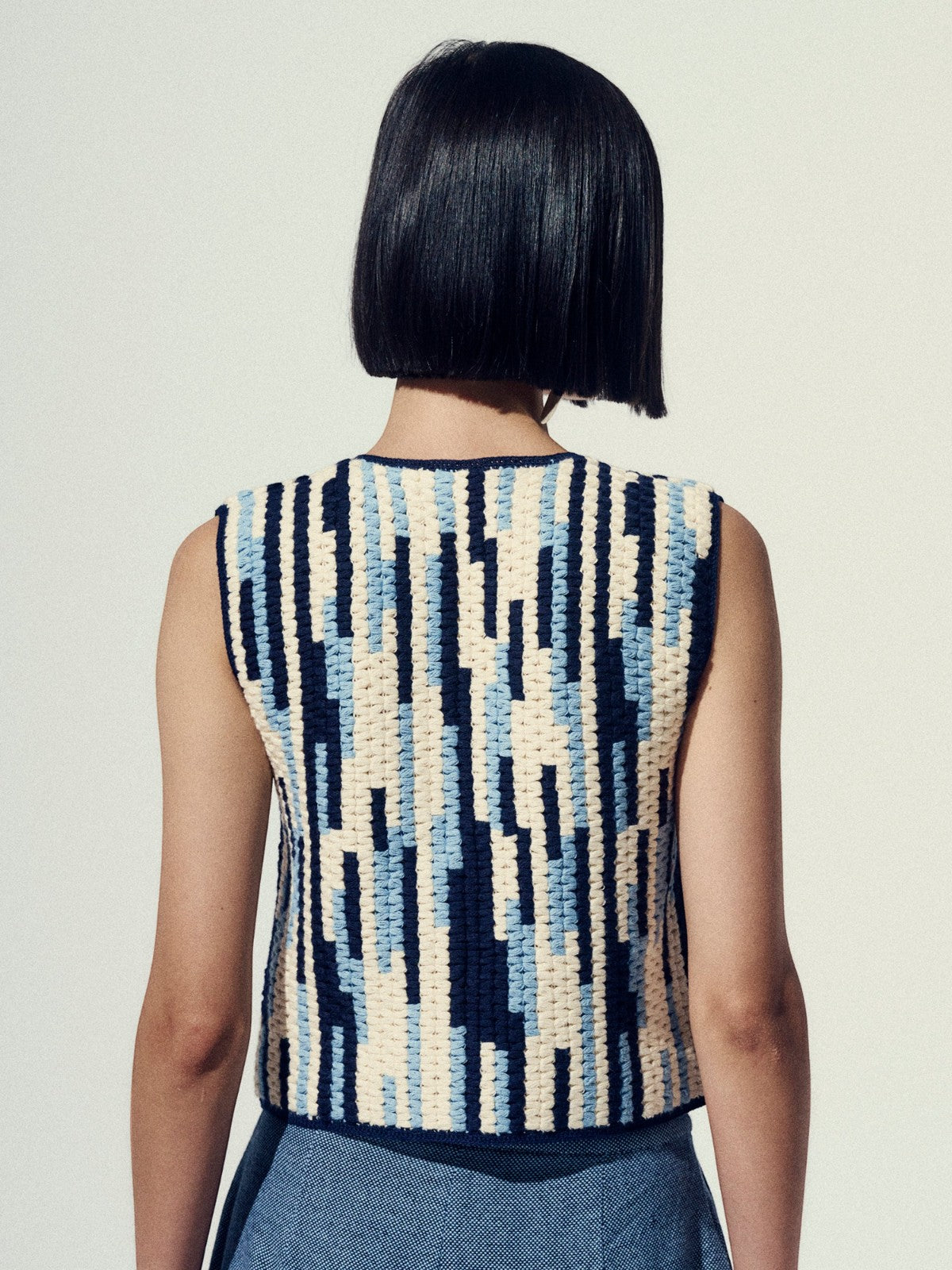 Anadara Crochet Vest | Blue/Ivory Anadara Crochet Vest | Blue/Ivory - Fashionkind