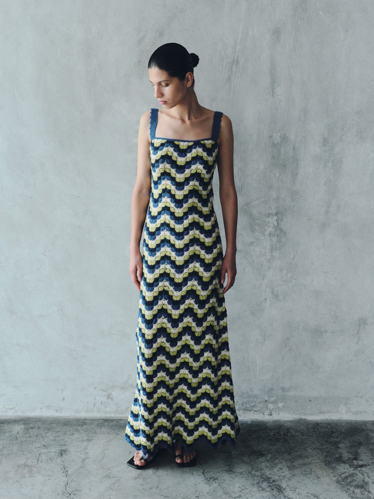 Marea Crochet Maxi Dress | Blues/Lime Green