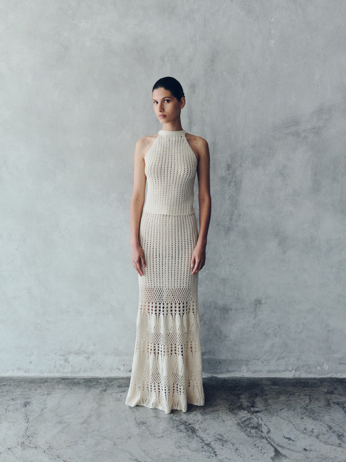 Reflejo Crochet Halter Top | Ivory