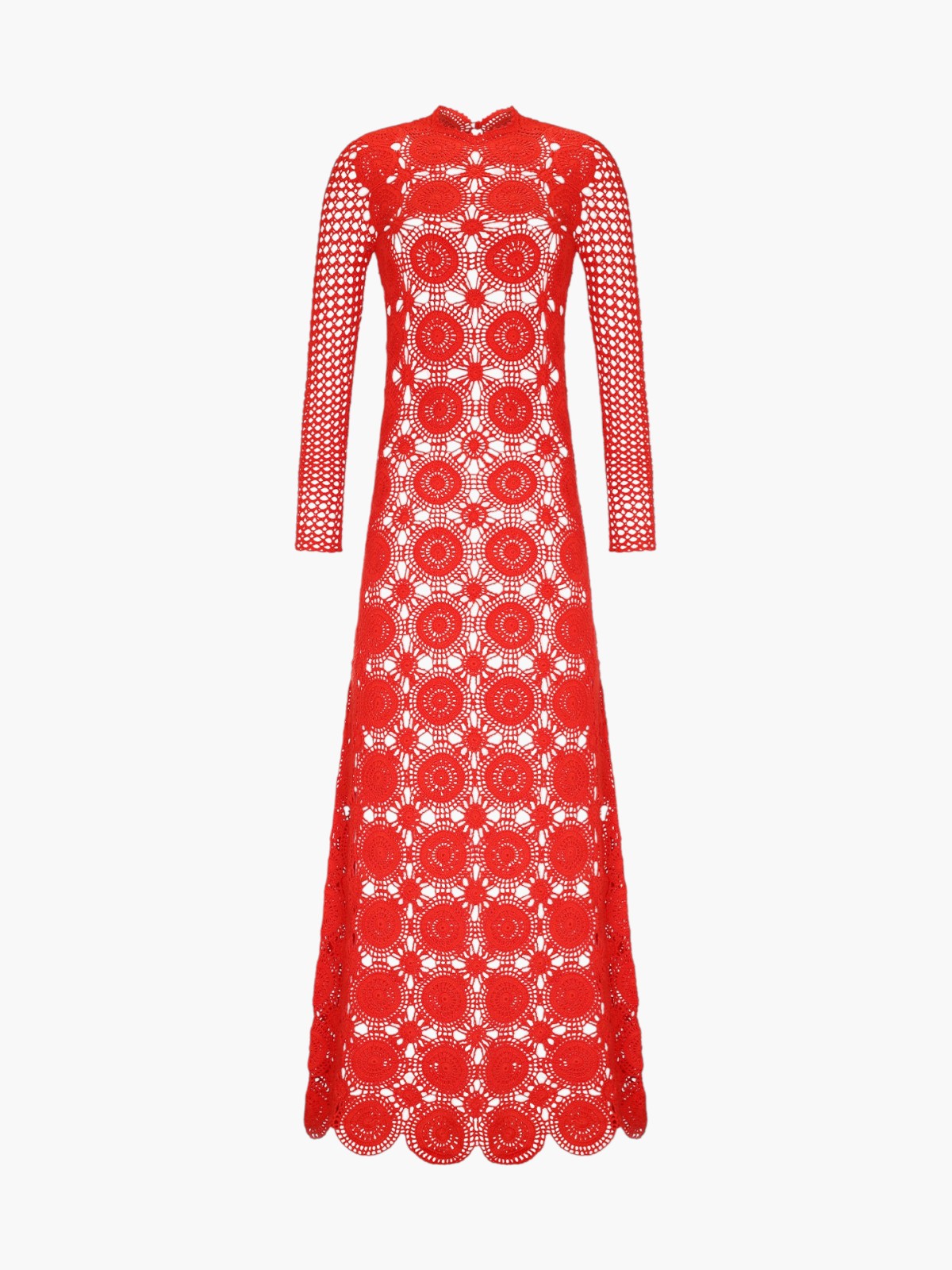 Escvdo Siula Crochet Maxidress in Tangerine, Medium