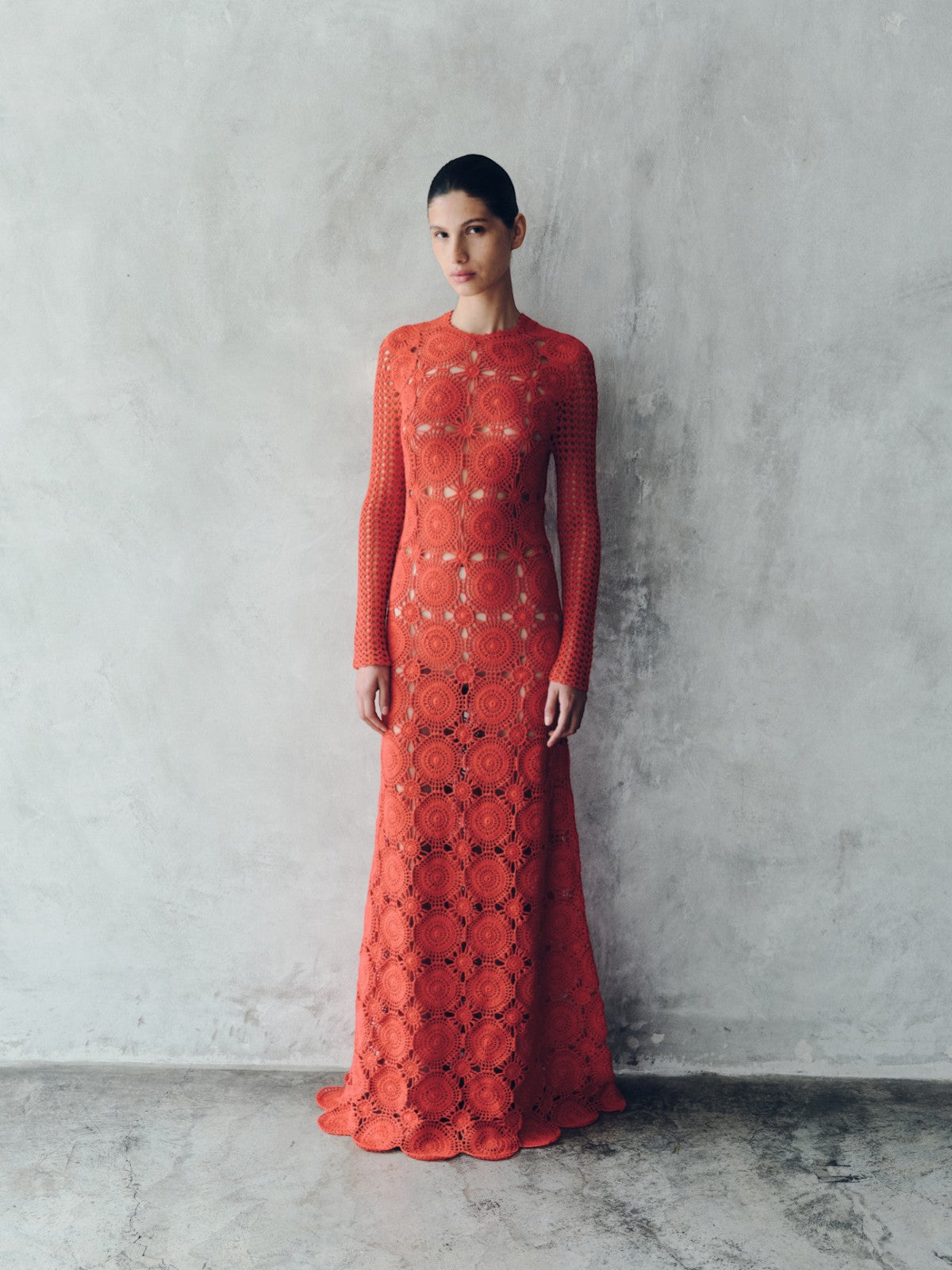 Siula Crochet Maxi Dress | Tangerine