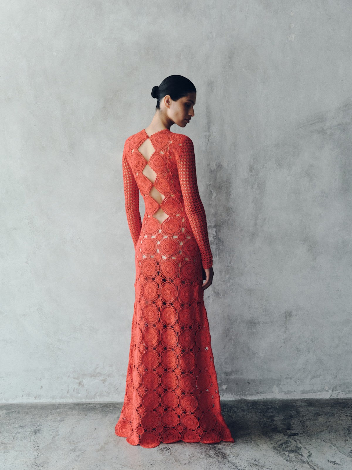 ESCVDO Siula Crochet Maxidress Tangerine S ESCVDO Siula Crochet Maxidress Tangerine S