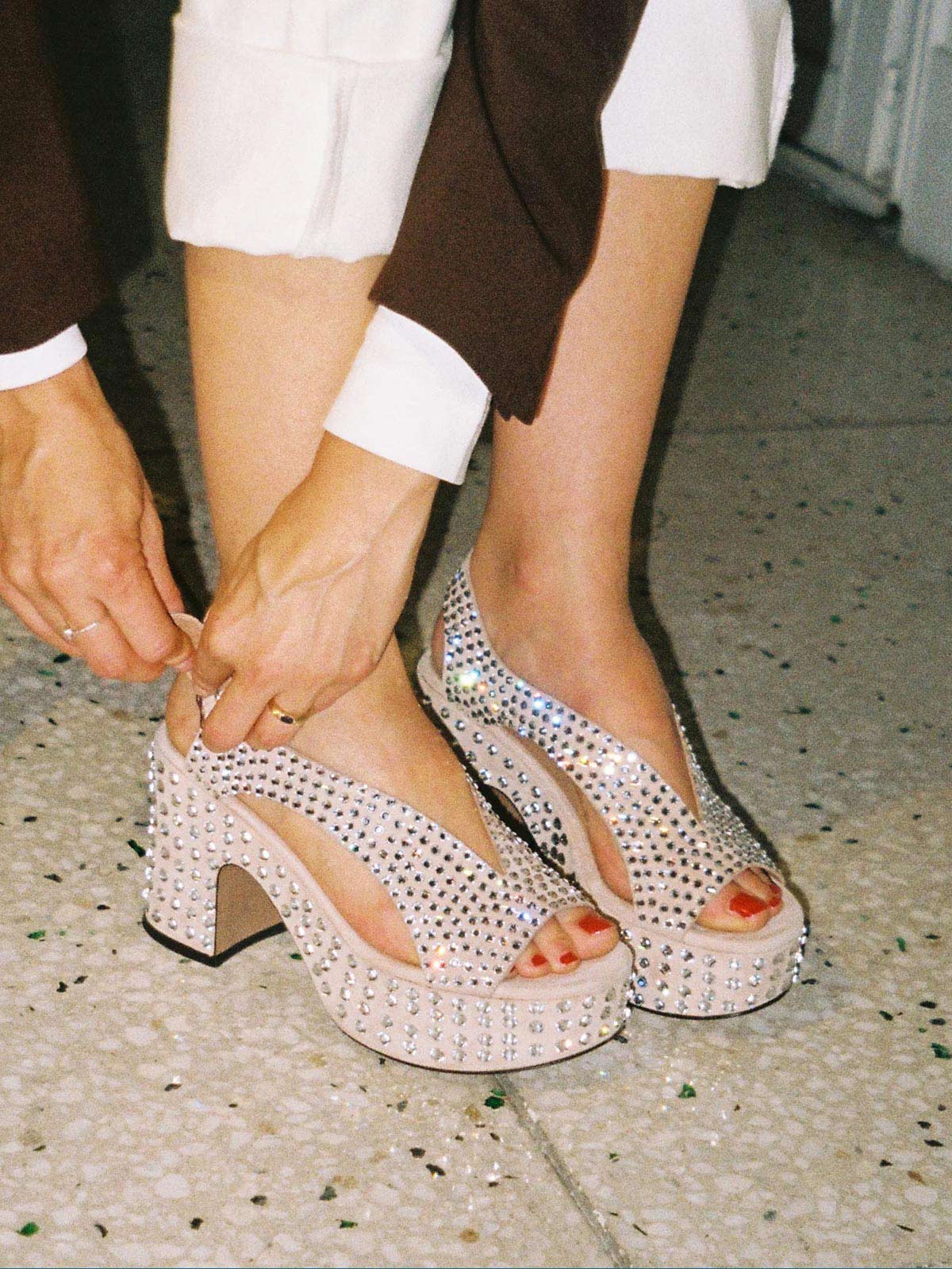 Taxi Sandals | Nude Crystal Taxi Sandals | Nude Crystal