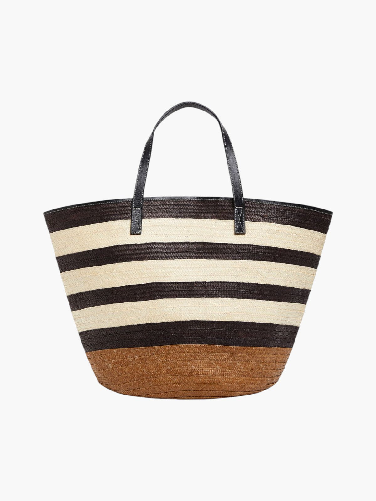 Marcial in Raffia/Leather | Black Copper Stripes