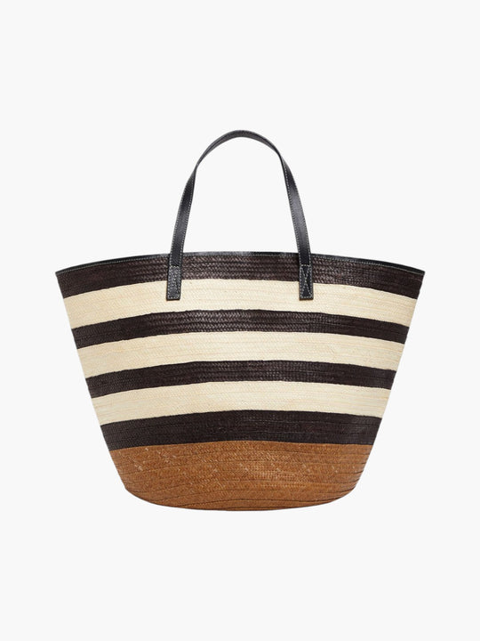 Marcial in Raffia/Leather | Black Copper Stripes