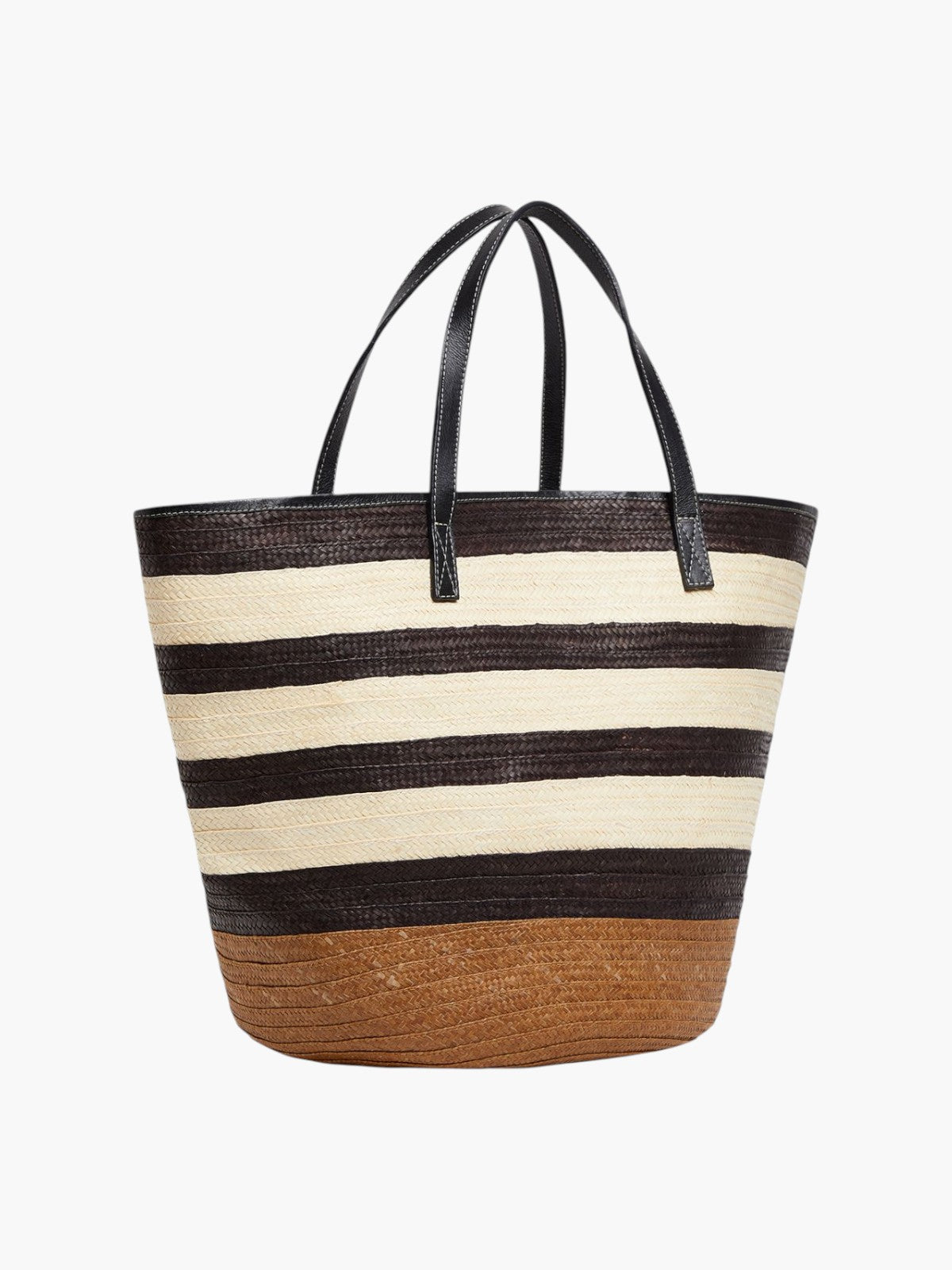 Marcial in Raffia/Leather | Black Copper Stripes