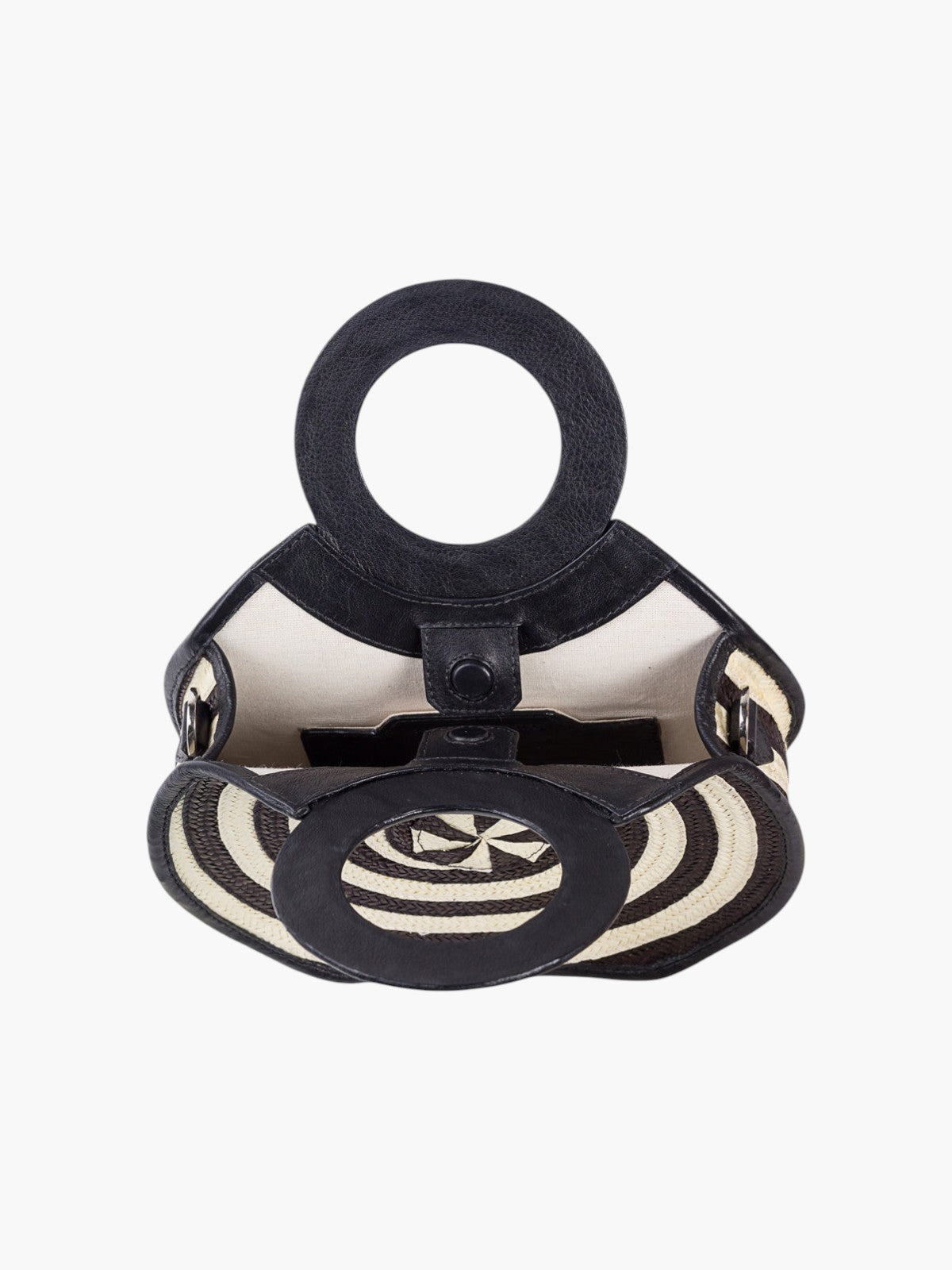 Zenú Mini in Raffia and Leather | Black Zenú Mini in Raffia and Leather | Black