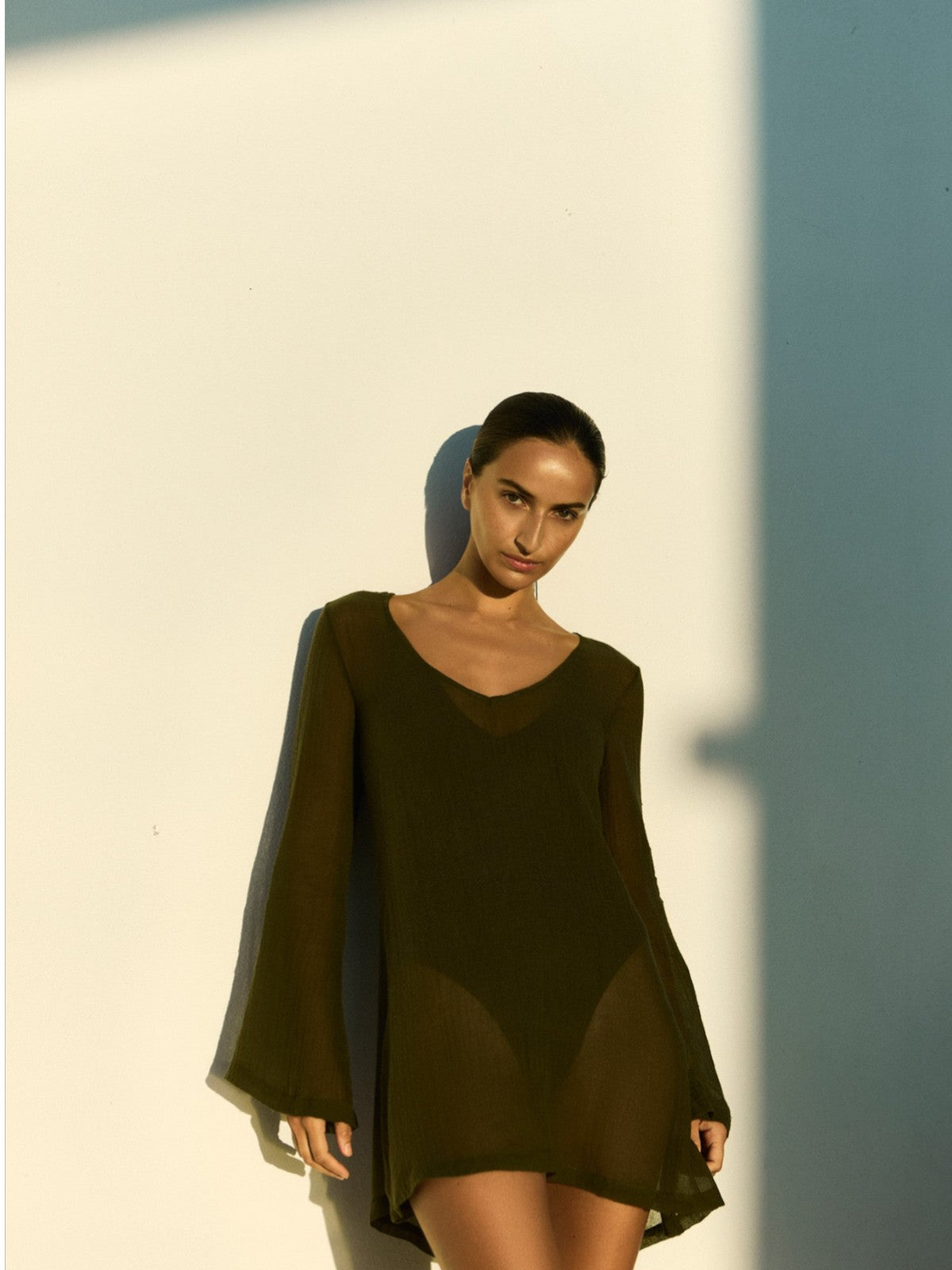 Bell Sleeve Tunic Dress | Cypress Green Bell Sleeve Tunic Dress | Cypress Green