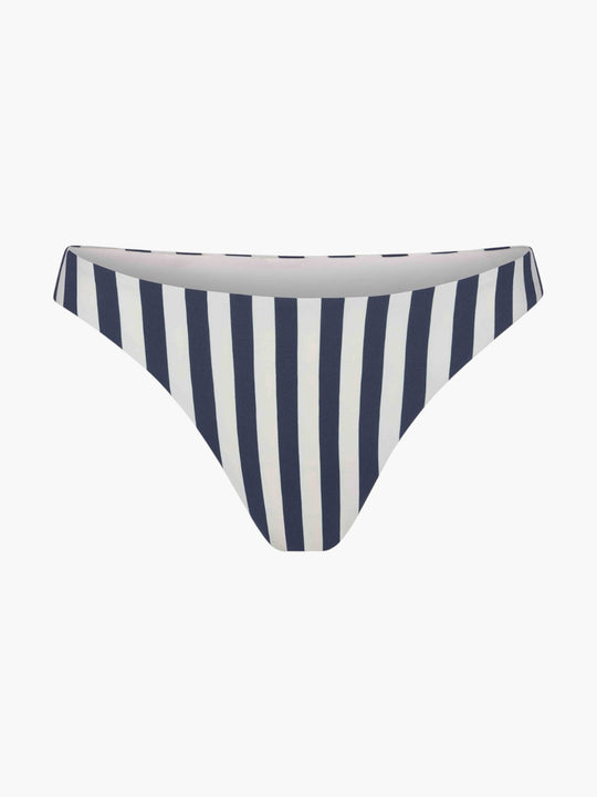 Eighties High-Cut Bikini Bottom | Marine & White Vertical Striped