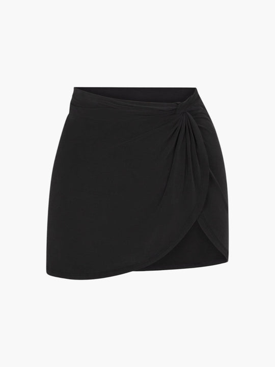 Knot Draped Mini Skirt | Black