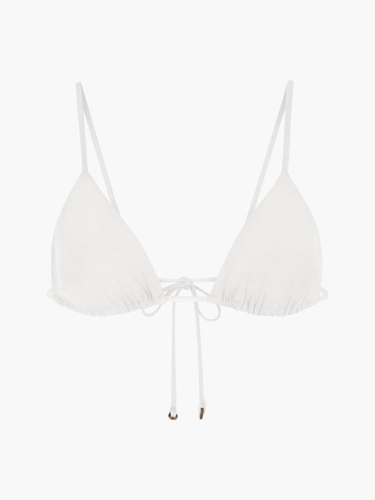 String Triangle Bikini Top | White