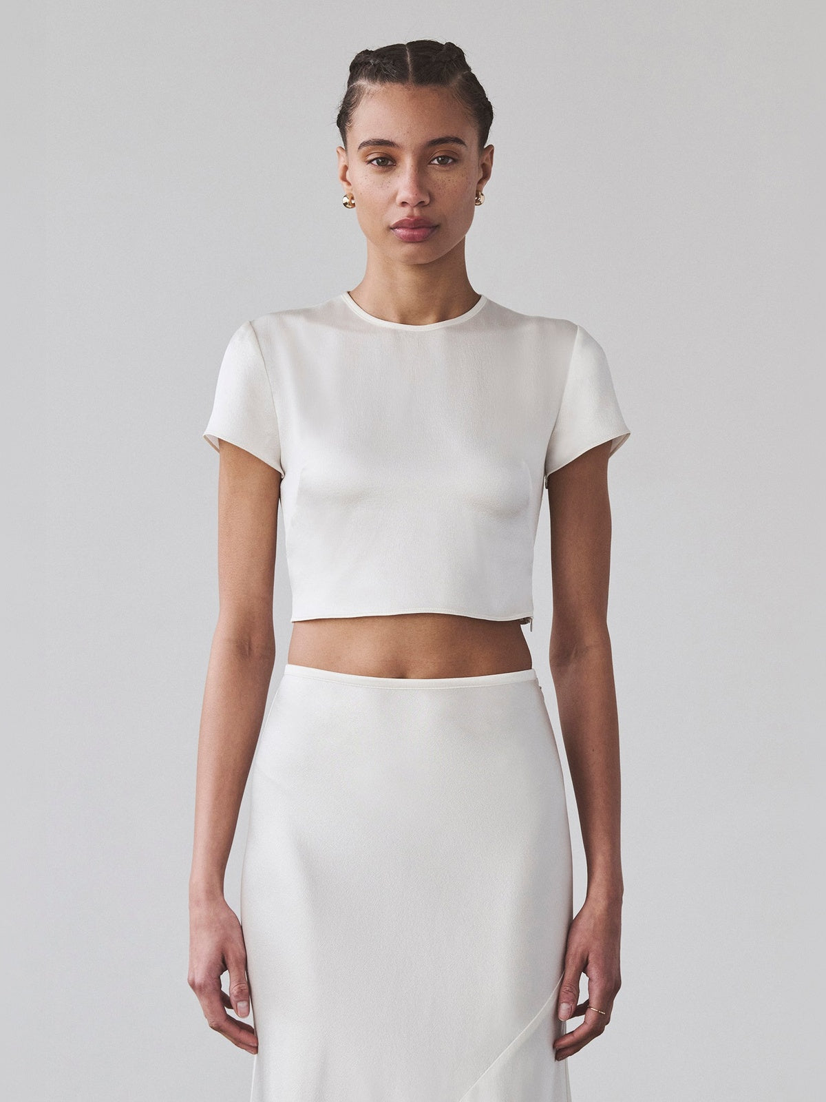 Carolyn Crop - Pure Silk | White Carolyn Crop - Pure Silk | White - Fashionkind