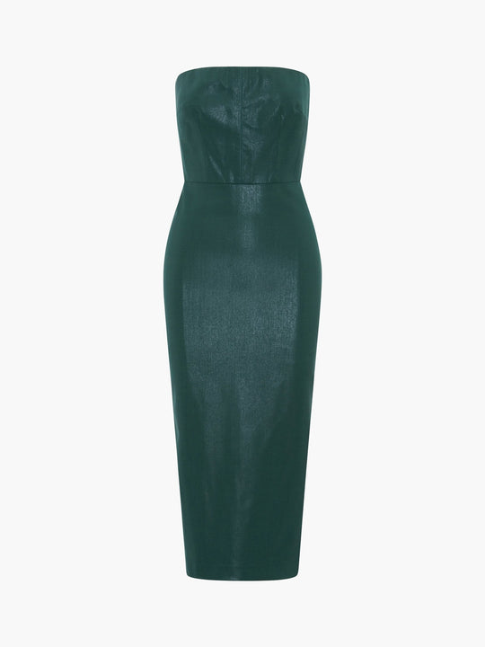 Lia Midi Dress - Tropical Wool | Coated Green
