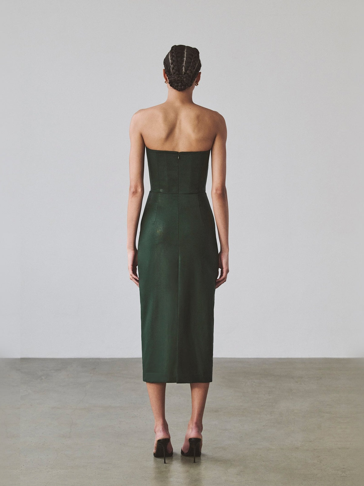 Lia Midi Dress - Tropical Wool | Coated Green Lia Midi Dress - Tropical Wool | Coated Green - Fashionkind