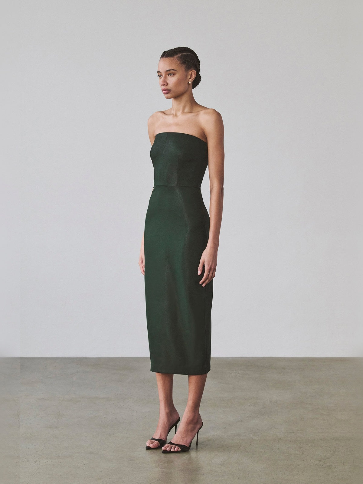 Lia Midi Dress - Tropical Wool | Coated Green Lia Midi Dress - Tropical Wool | Coated Green - Fashionkind