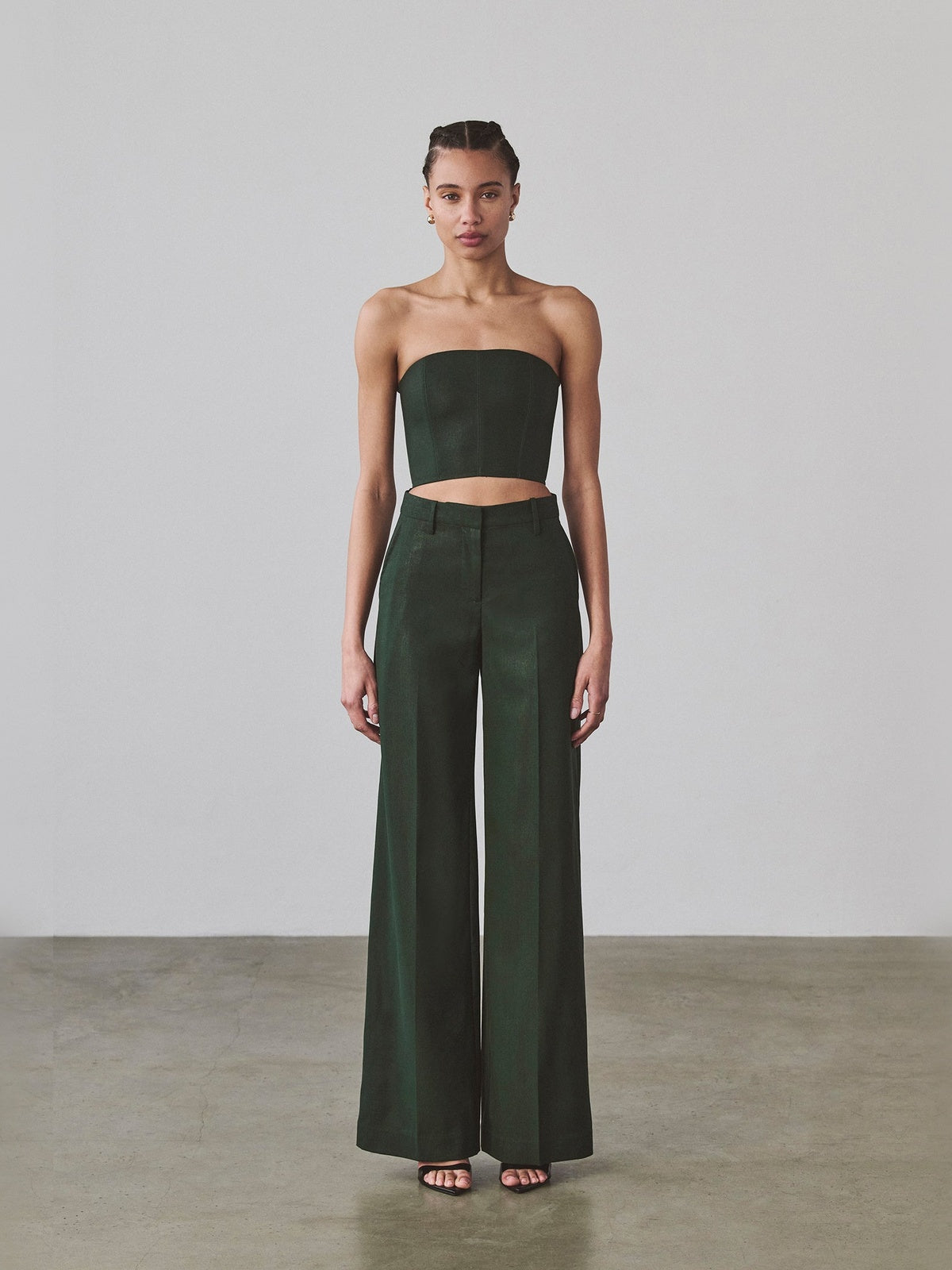 Sophia Trouser - Tropical Wool | Coated Green Sophia Trouser - Tropical Wool | Coated Green - Fashionkind