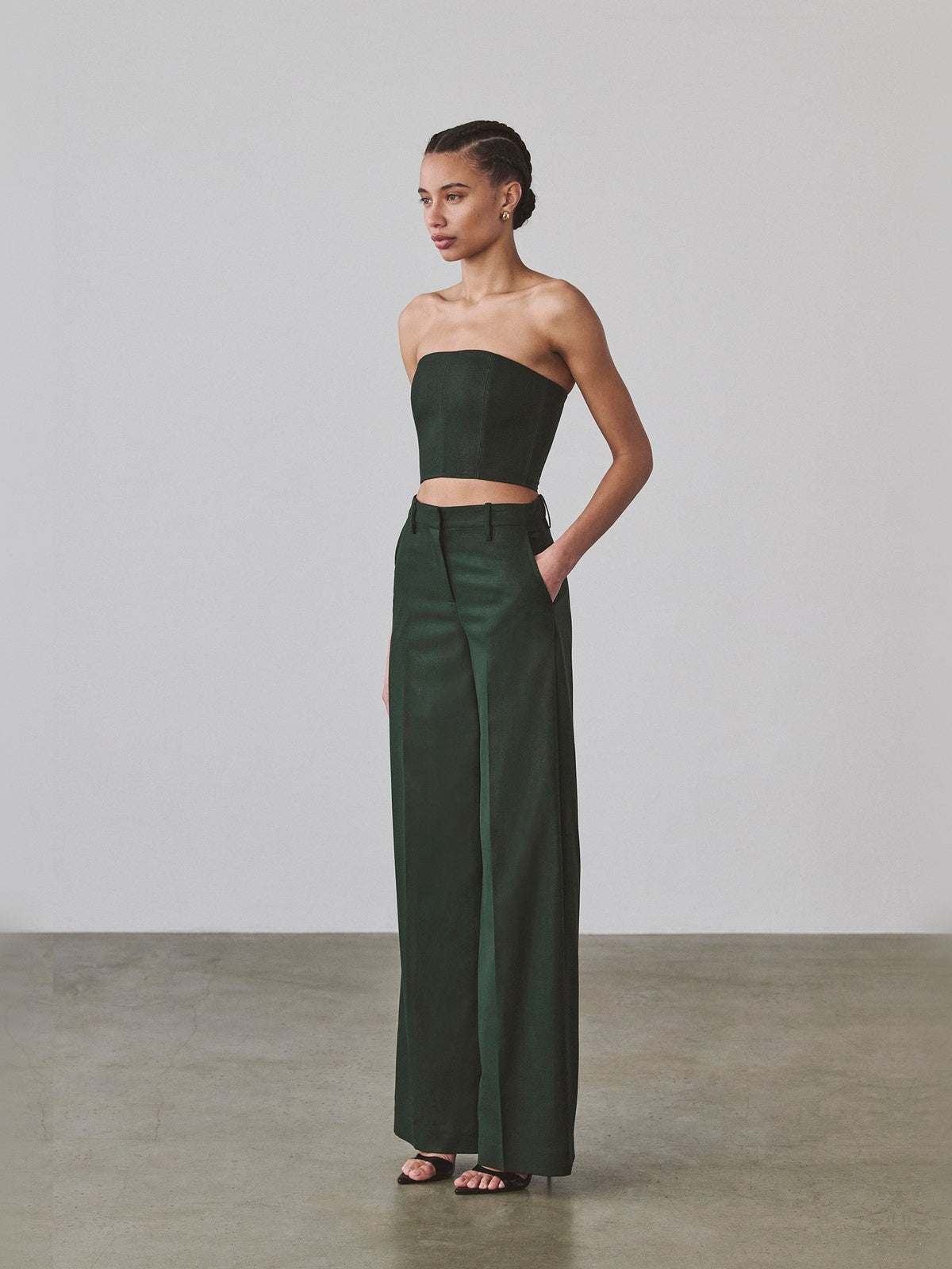 Sophia Trouser - Tropical Wool | Coated Green Sophia Trouser - Tropical Wool | Coated Green - Fashionkind