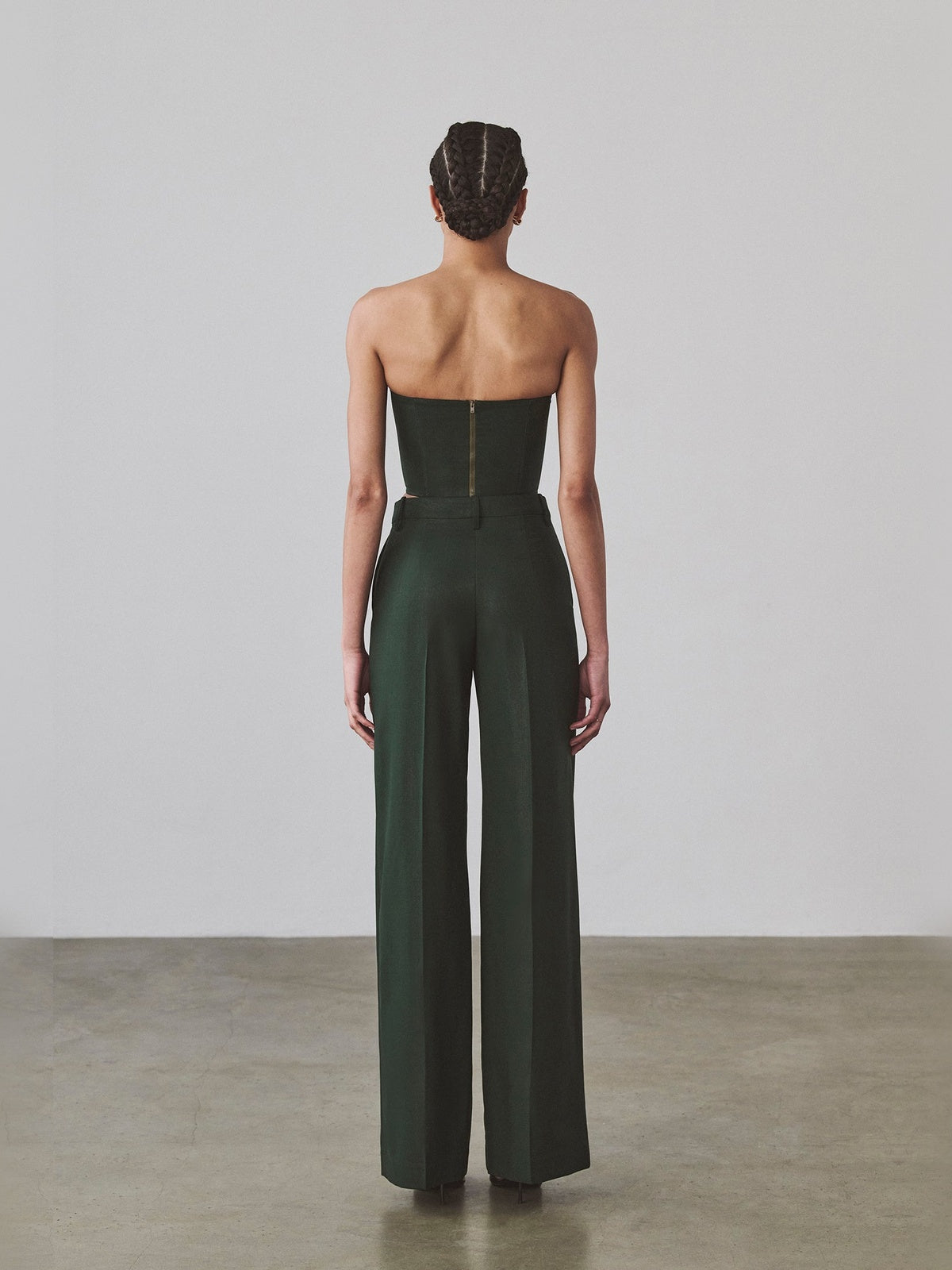 Sophia Trouser - Tropical Wool | Coated Green Sophia Trouser - Tropical Wool | Coated Green - Fashionkind