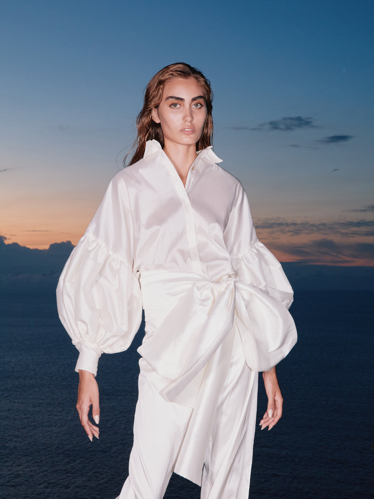 Agua Taffeta Blouse | White Agua Taffeta Blouse | White