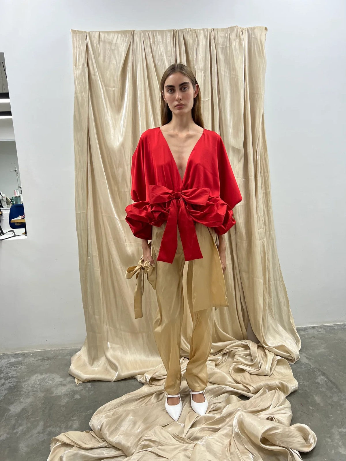 Aurelina Silk Top | Red