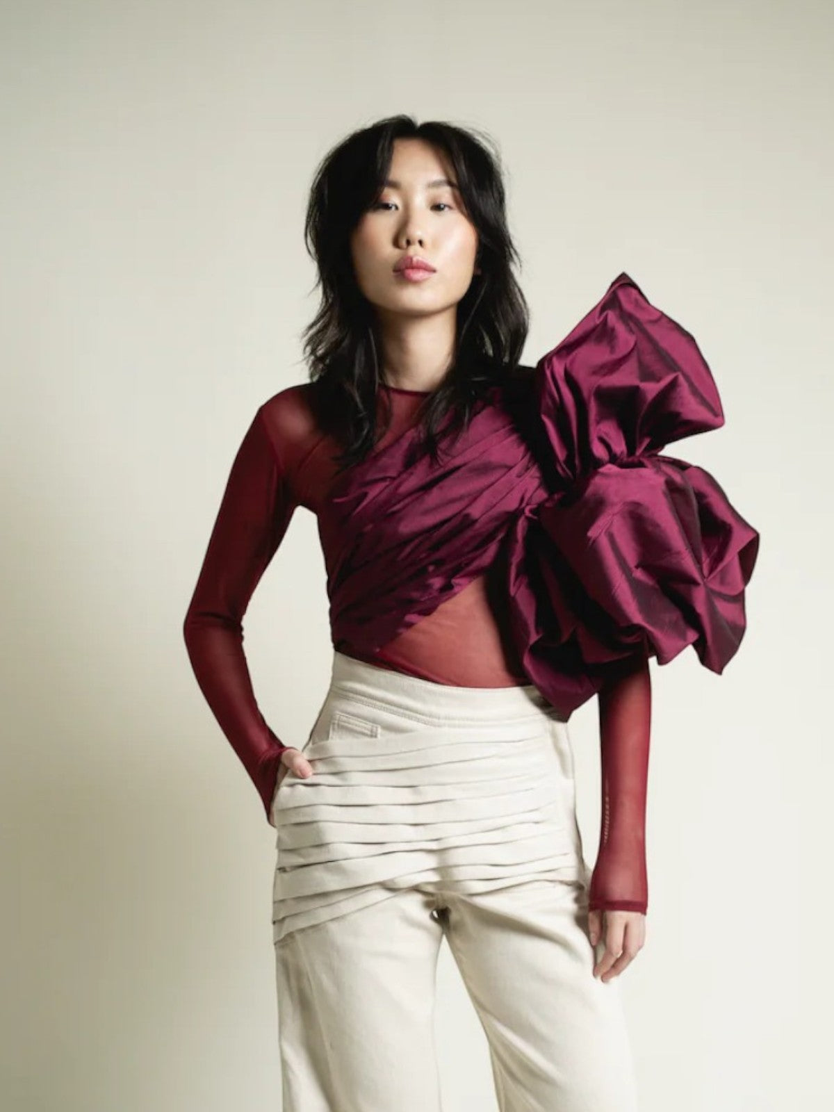 Capullo Mesh Top | Burgundy Capullo Mesh Top | Burgundy