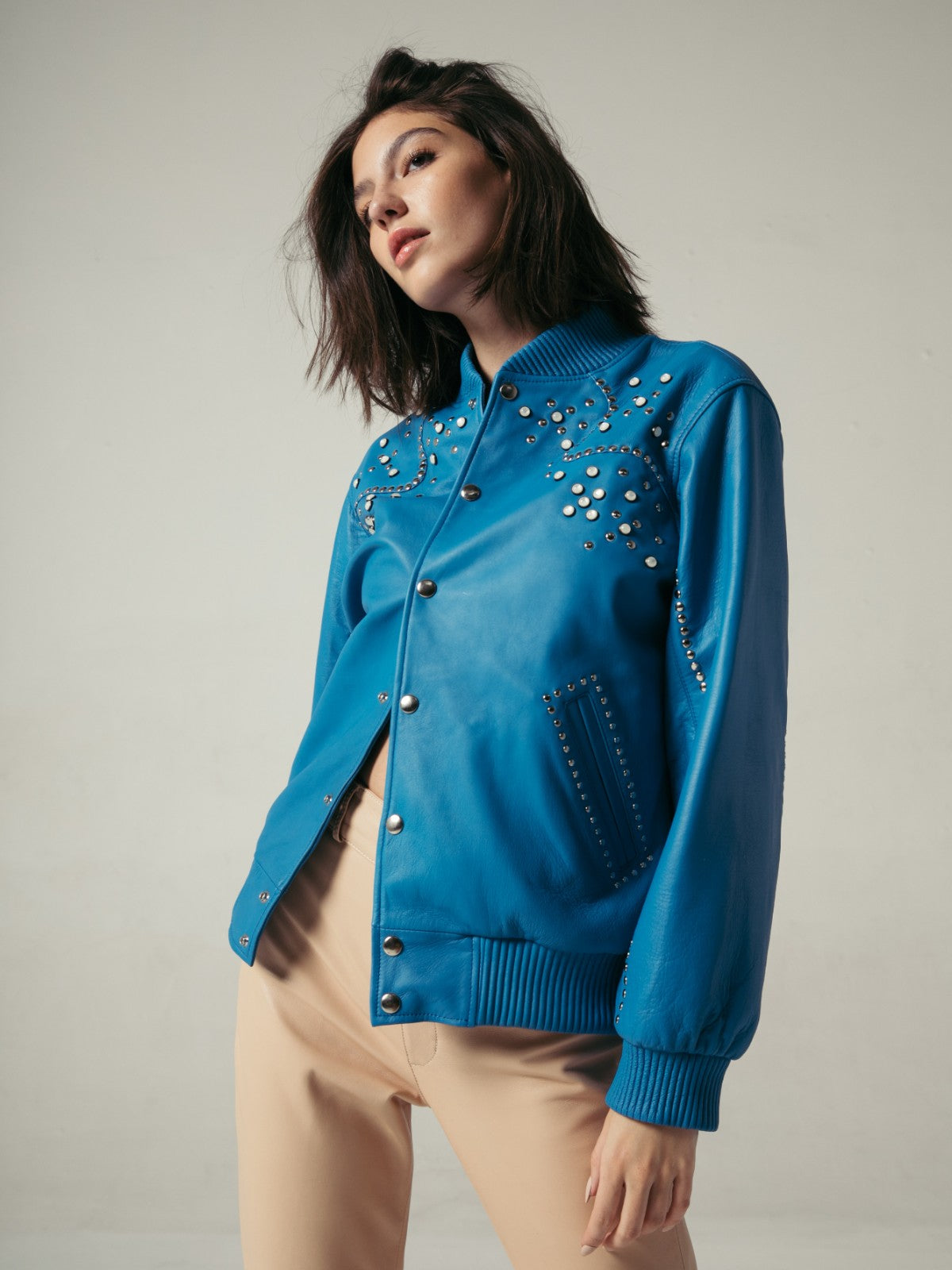 Ennio Leather Jacket | Blue