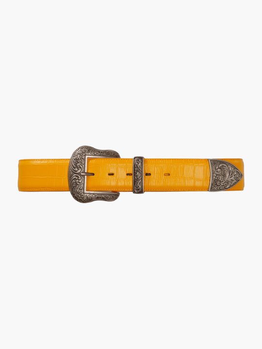 Jenna Leather Belt | Yellow
