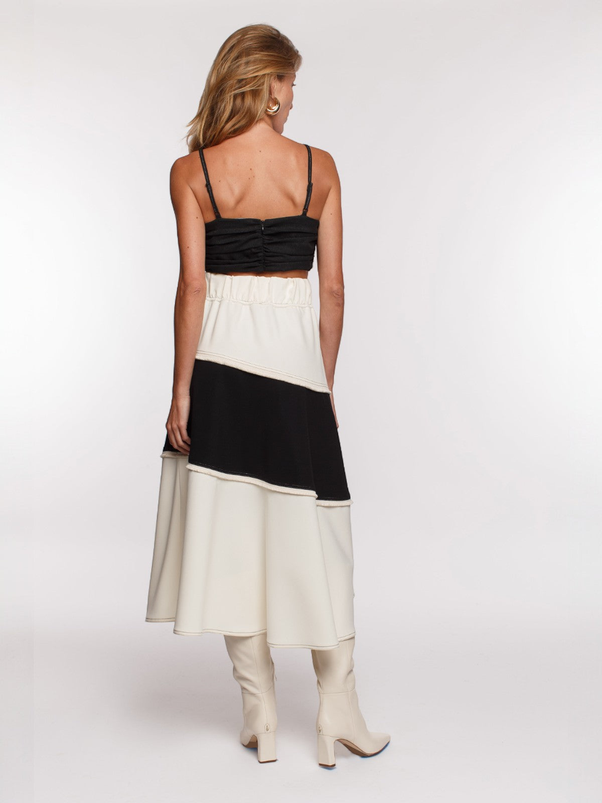Gabriella Stretch Midi Skirt | Ivory/Black Gabriella Stretch Midi Skirt | Ivory/Black