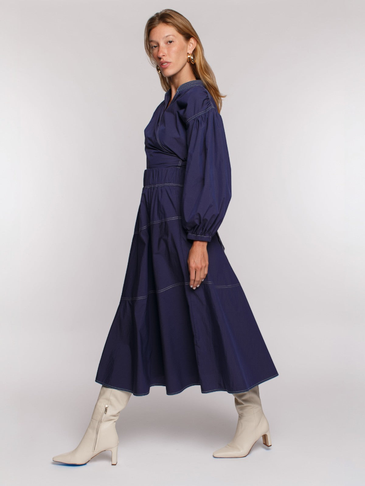 Gabriella Stretch Midi Skirt | Navy Gabriella Stretch Midi Skirt | Navy