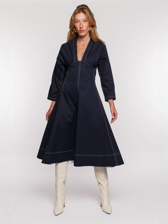 Lily A-line Dress | Navy