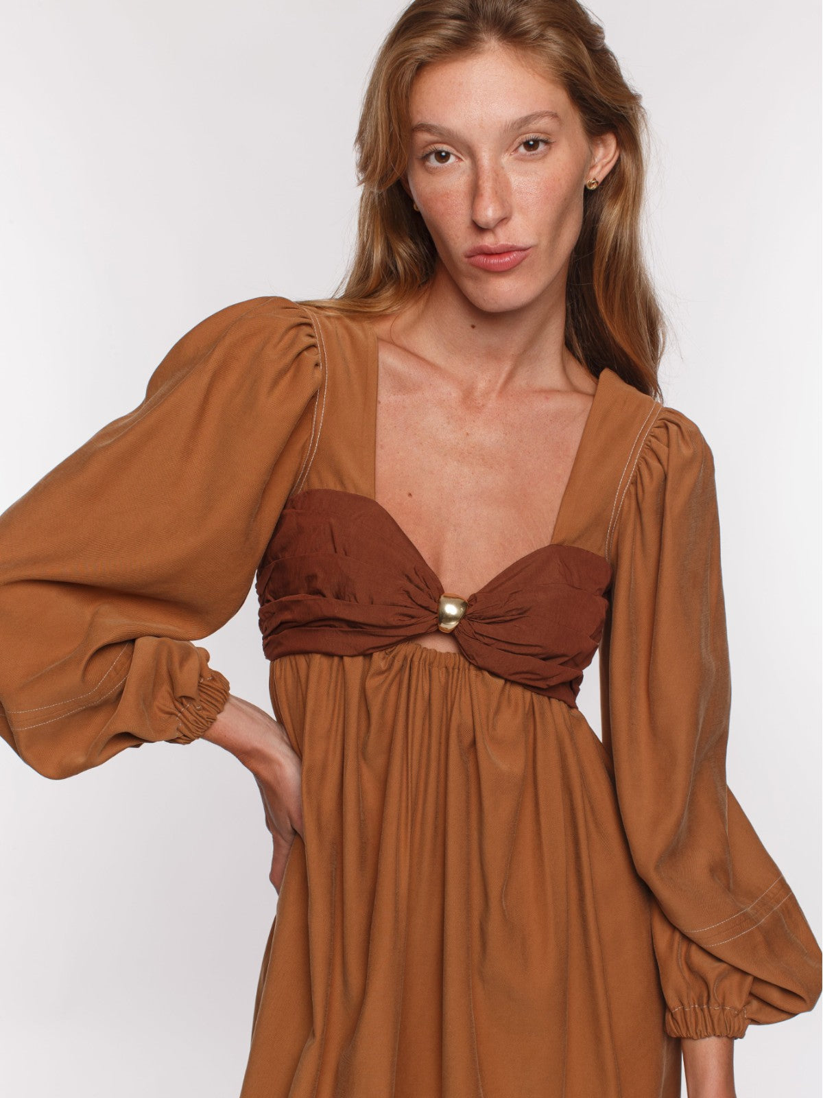 Mila Two Tone Dress | Brown Mila Two Tone Dress | Brown