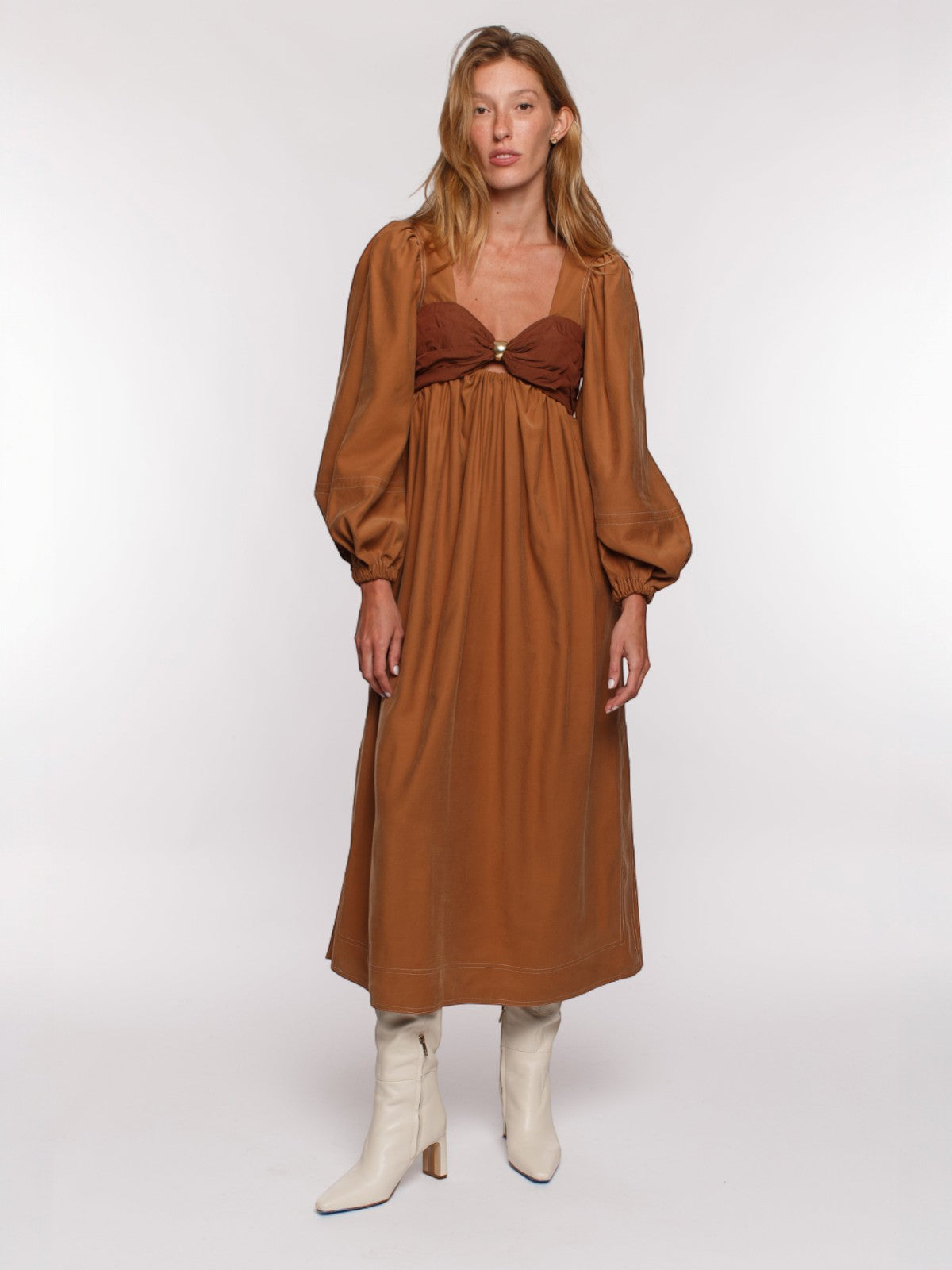 Mila Two Tone Dress | Brown