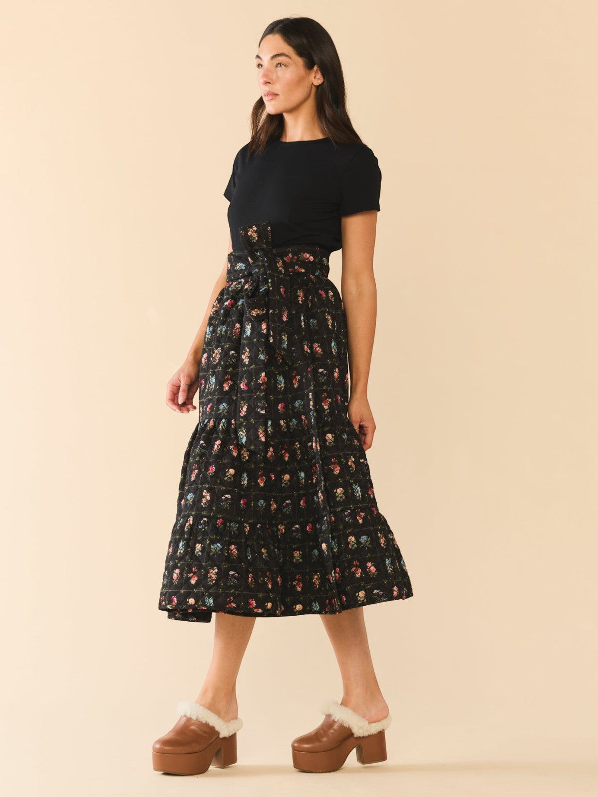 Celine Skirt | Quilted Florence Black Floral Celine Skirt | Quilted Florence Black Floral
