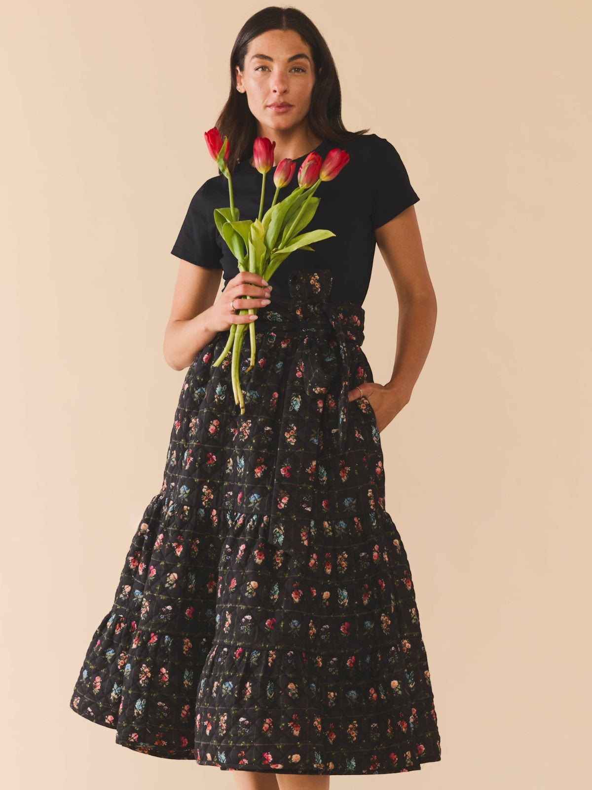 Celine Skirt | Quilted Florence Black Floral Celine Skirt | Quilted Florence Black Floral