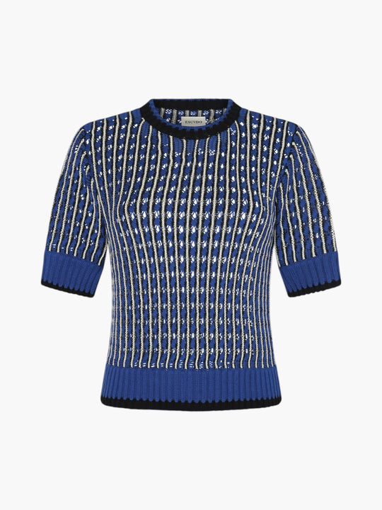 Apu Knitted Top | Electric Blue/Black