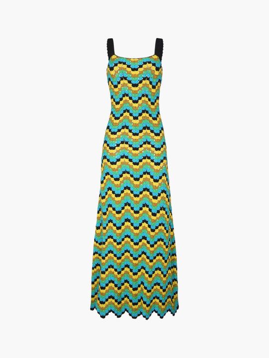 Marea Crochet Maxi Dress | Green/Navy