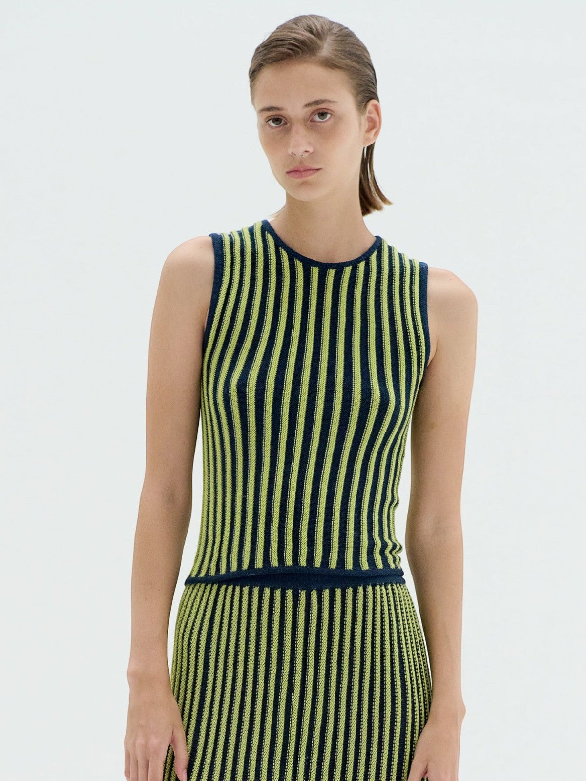 Marina Halter Top | Navy / Lime Green Marina Halter Top | Navy / Lime Green - Fashionkind