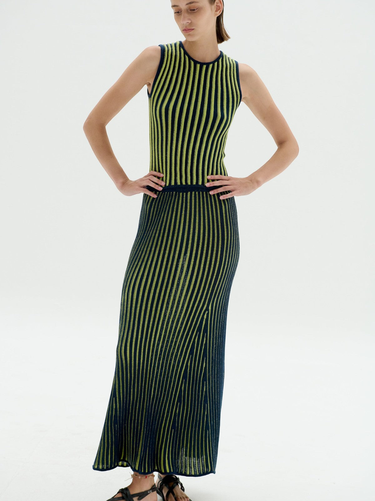 Marina Maxi Skirt | Navy / Lime Green Marina Maxi Skirt | Navy / Lime Green - Fashionkind