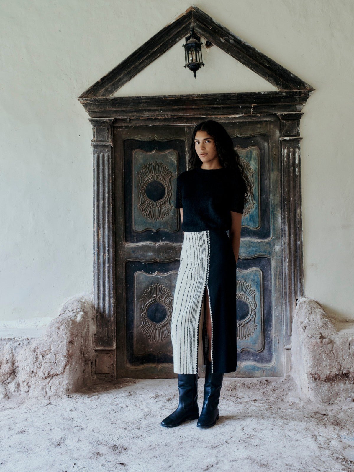 Pablito Midi Skirt | Black/Ivory