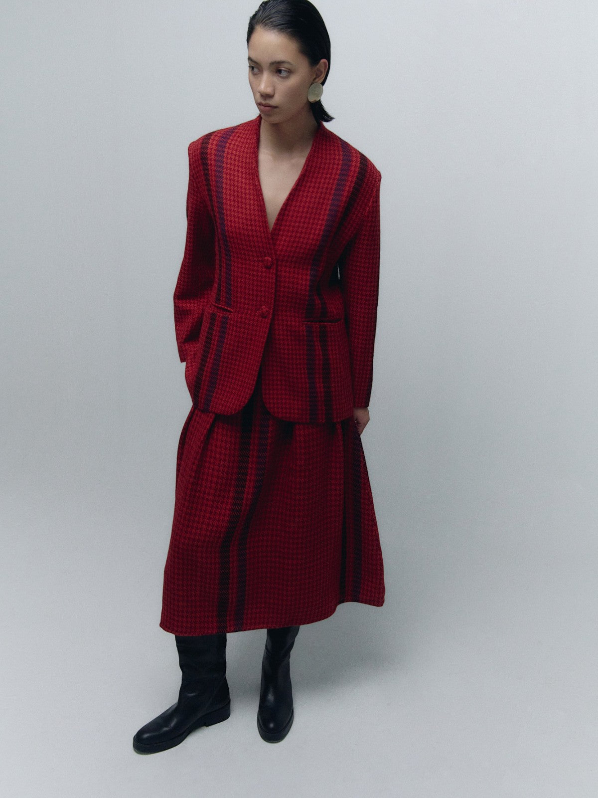 Qaytu Blazer | Orange/Burgundy Qaytu Blazer | Orange/Burgundy - Fashionkind