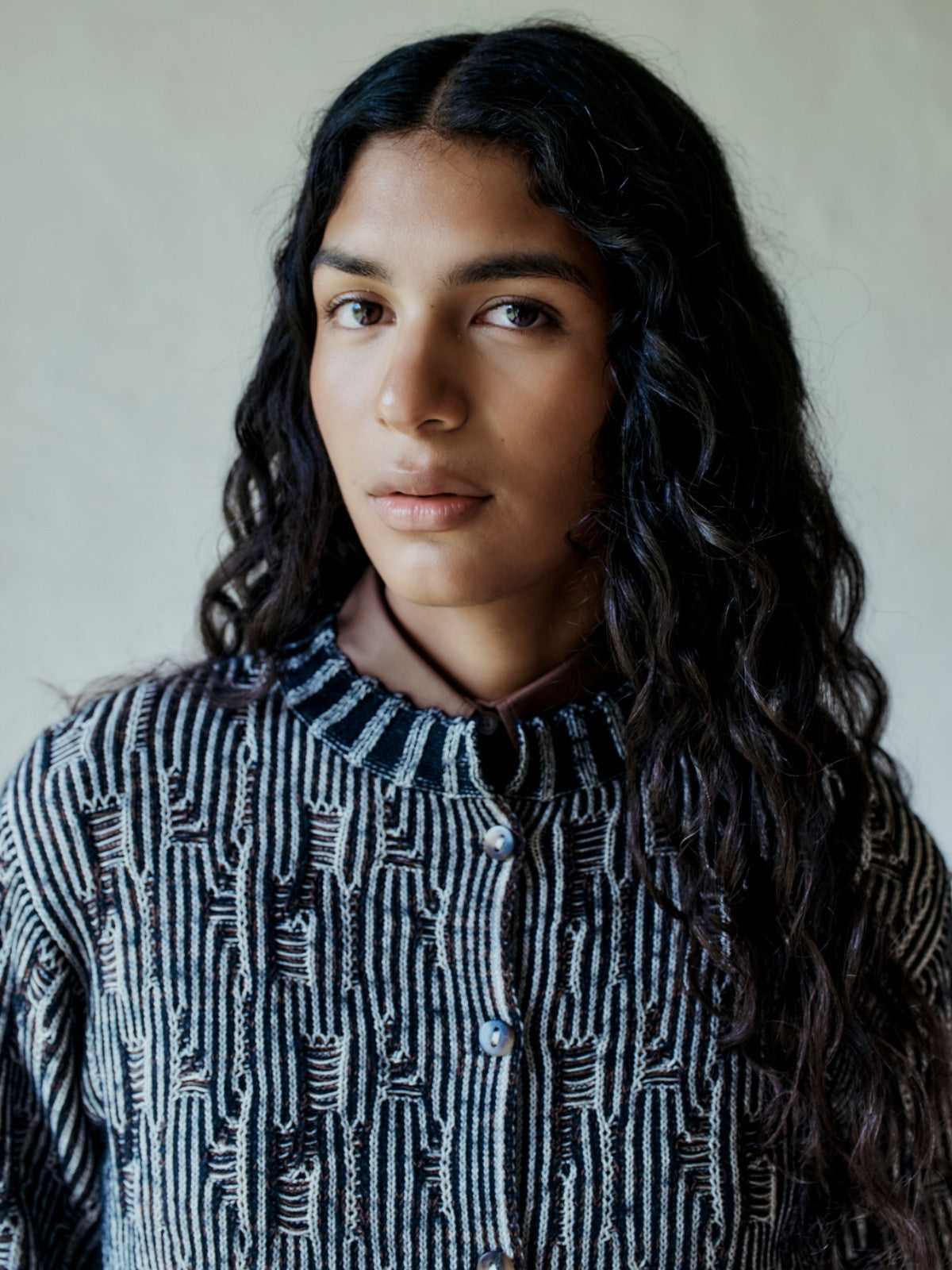 Tayta Cropped Cardigan | Ivory/Black/Chocolate Tayta Cropped Cardigan | Ivory/Black/Chocolate