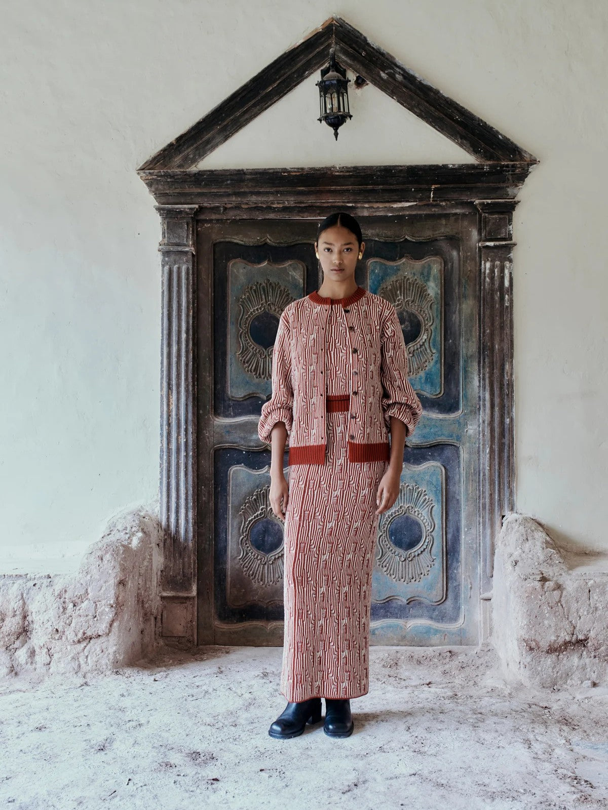 Tayta Maxi Skirt | Burgundy/Ivory