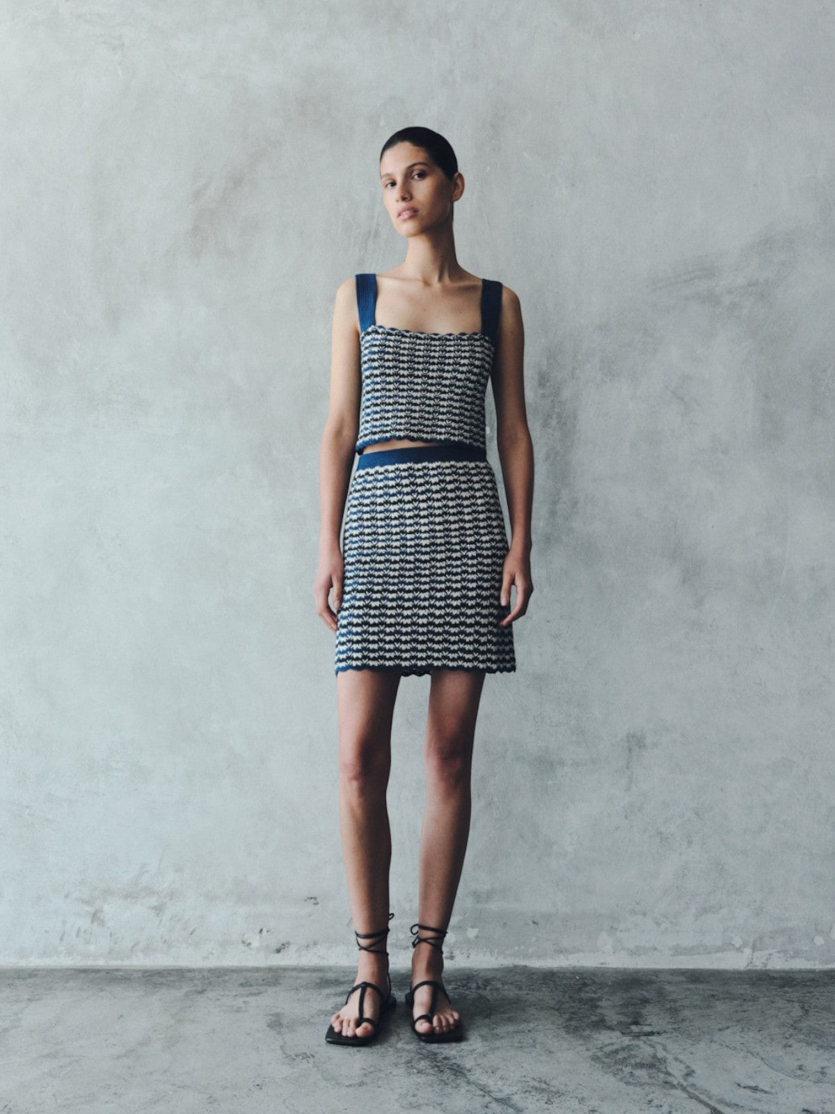 Wayra Cropped Sleeveless Top | Blues/Ivory Wayra Cropped Sleeveless Top | Blues/Ivory