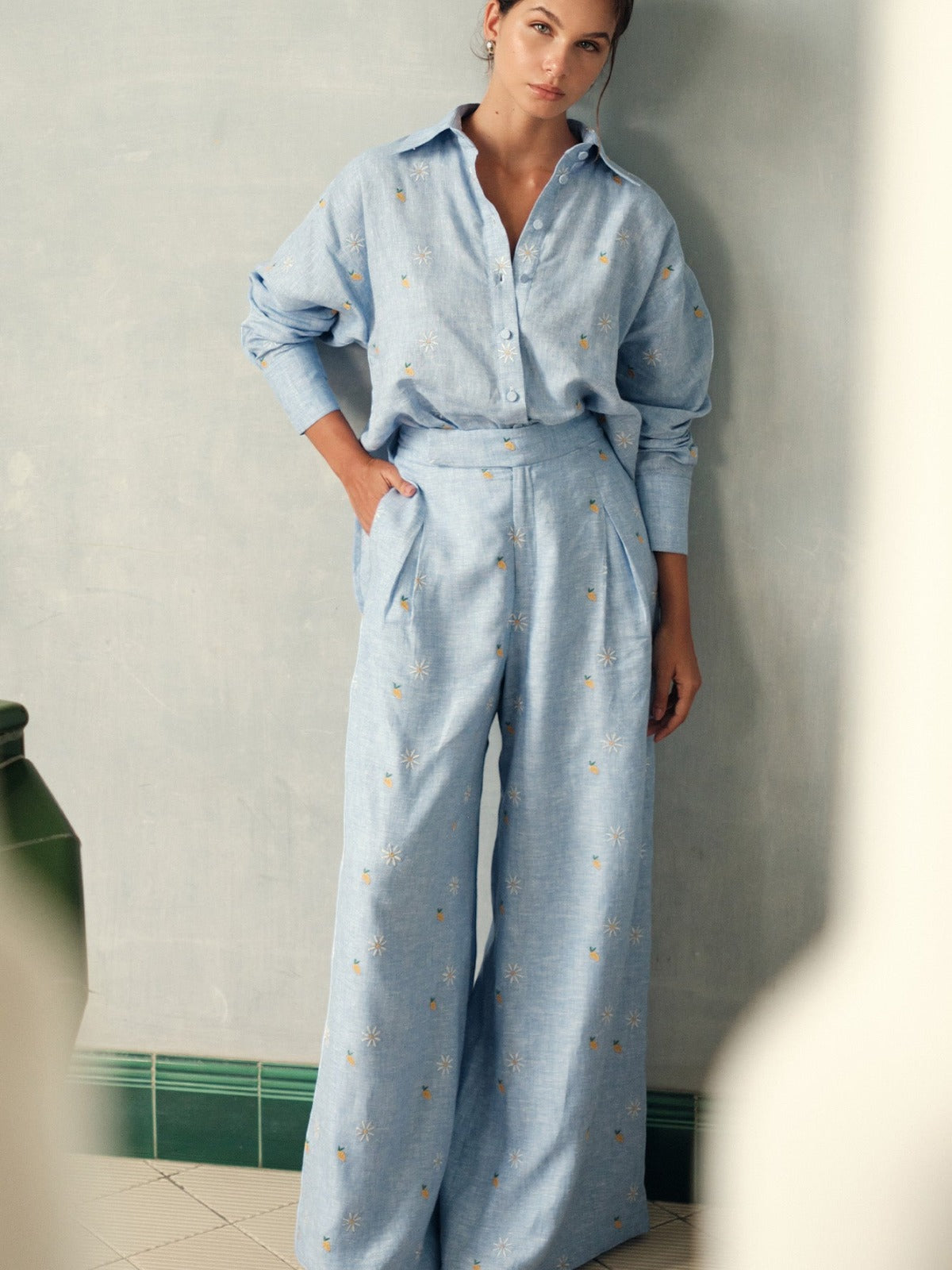 Button Down Shirt | Mango Camomile Blue Button Down Shirt | Mango Camomile Blue