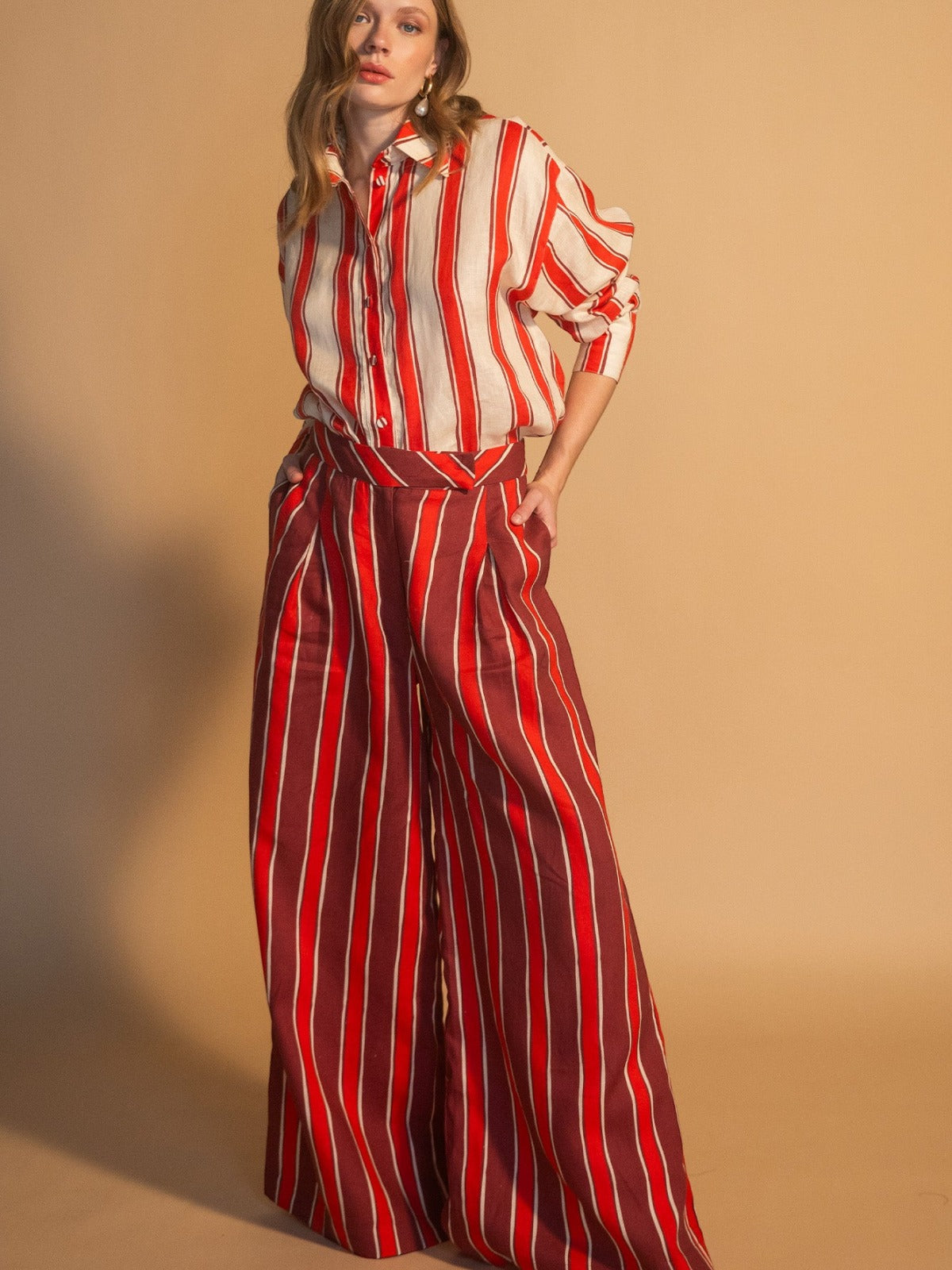 Marine Stripe Pant | Red